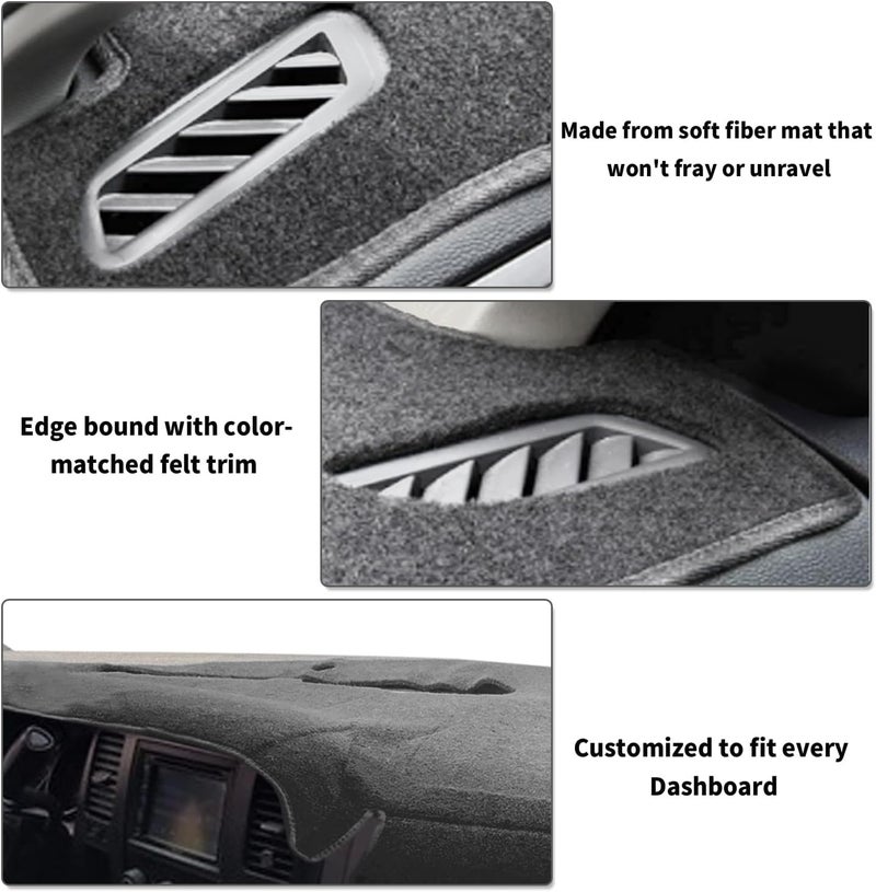 POSAID Dashboard Dash Cover Carpet for Chevy Silverado 2007-2013 and GMC Sierra 07-13 with Two Glove Boxes Car Dash Cover Mat Gray - Image 5