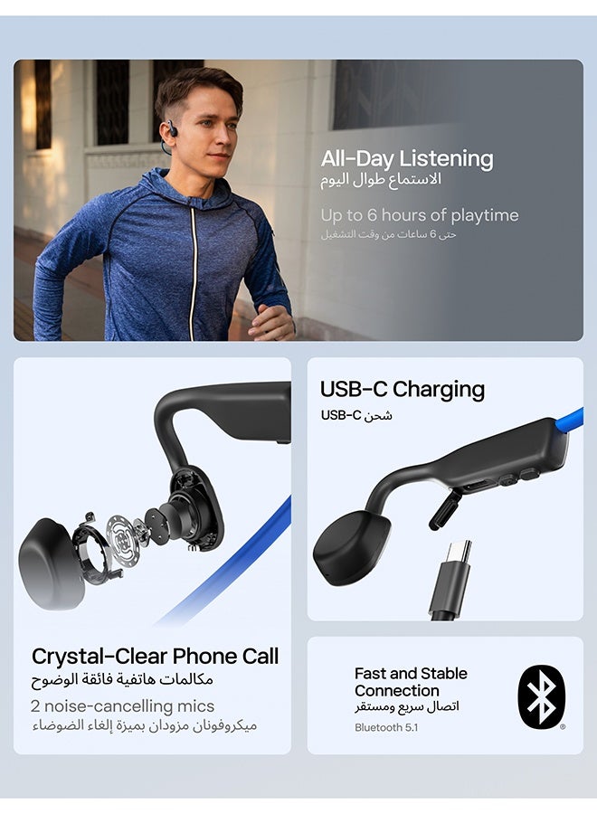 SHOKZ OpenMove Wireless Headphones, Bluetooth Bone Conduction Sports Headset with Mic, 6 Hour Playtime & IP55 Waterproof for Running Workout Cycling (Grey) Grey - Image 5