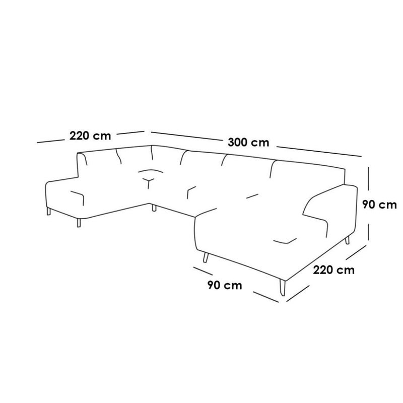 بيتك كنبة زاوية 300×220×220×90×90 سم - بيج - Image 2