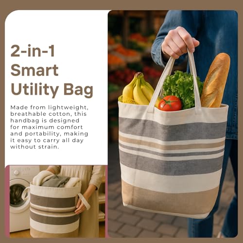 Värde Laundry Bag with Handle Pack of 1 | Foldable Clothes Laundry Bag | Also Works as Carry Bag | Lightweight & Durable | Perfect for College, Travel, and Daily Use | Kerala Grey Olive - Image 4