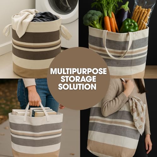 Värde Laundry Bag with Handle Pack of 1 | Foldable Clothes Laundry Bag | Also Works as Carry Bag | Lightweight & Durable | Perfect for College, Travel, and Daily Use | Kerala Grey Olive - Image 3