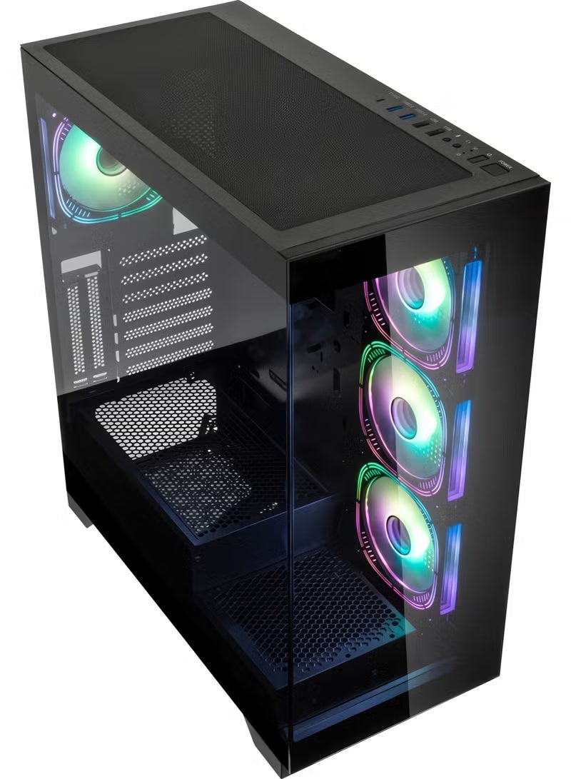 AEROCOOL B507F-G-BK-v1 Gaming Case – 4x ARGB Fans, Type-C Port, Tempered Glass Panel - Image 2