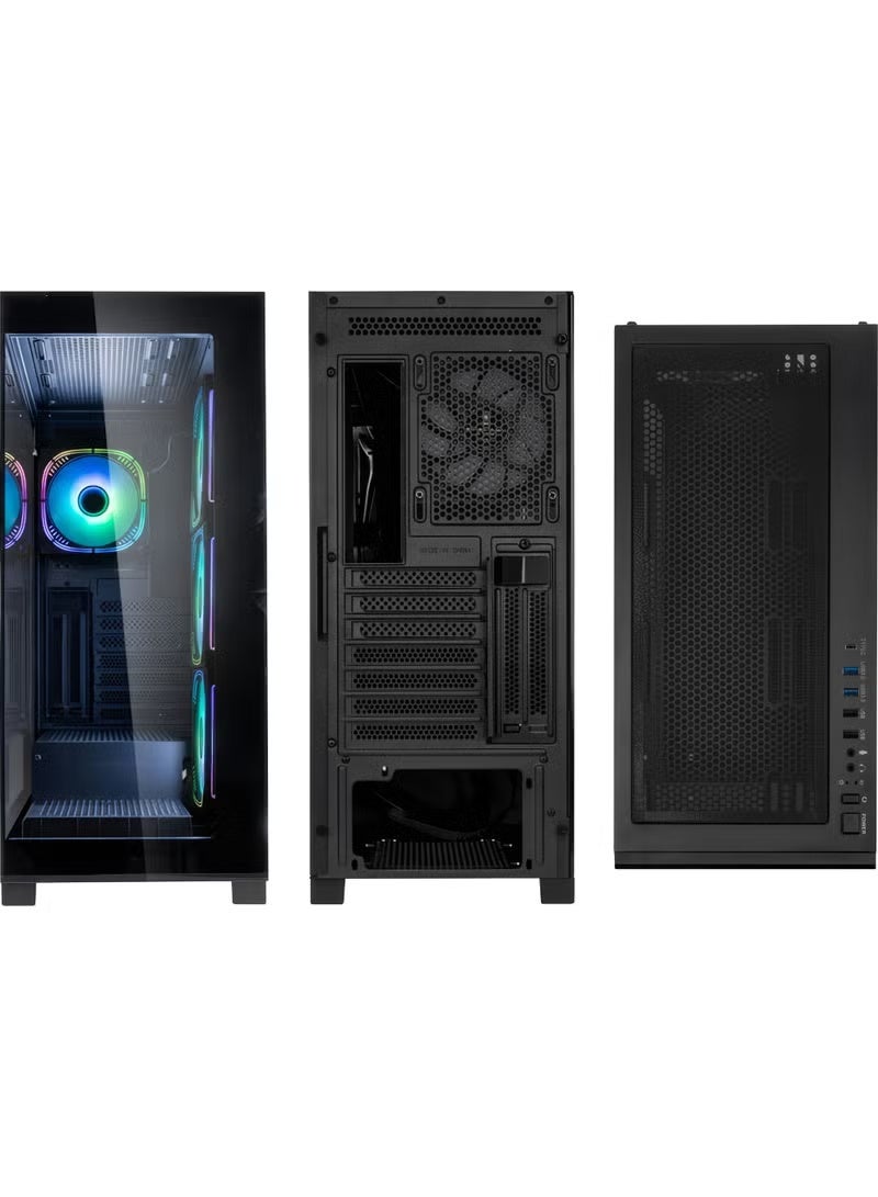 AEROCOOL B507F-G-BK-v1 Gaming Case – 4x ARGB Fans, Type-C Port, Tempered Glass Panel - Image 3