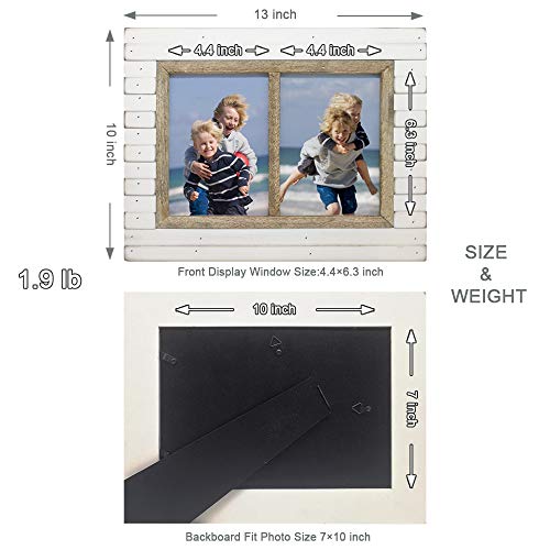 icheesday 5x7 2-Opening Wood Frames Rustic White Picture Frames Wall and Table Top Display Two Photos - Image 4
