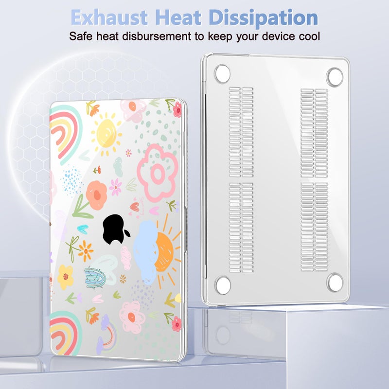 May Chen Compatible with M4 MacBook Air 15 inch Case 2025 2024 2023 A3241 A3114 M3 A2941 M2 with Liquid Retina Display & Touch ID, Plastic Hard Shell with Keyboard Cover - Rainbows Flowers - Image 5