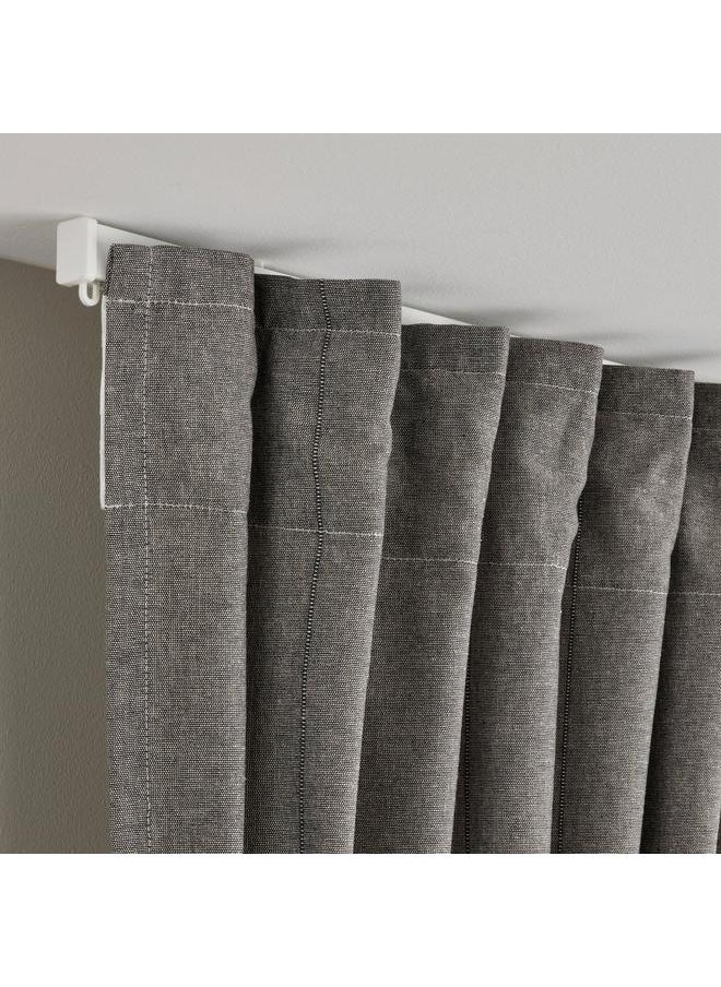 Zaboon - Curtains With Tie-Backs, 1 Pair, With Heading Tape/Dark Grey, 140X300 Cm - Image 1