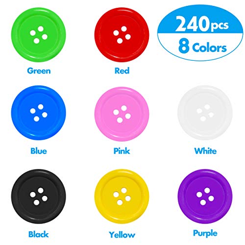 Vantasii 240 PCS in 8 Colors Round Multicolored 4 Holes Resin Buttons 25mm for Sewing Craft (1 Inch) - Image 2