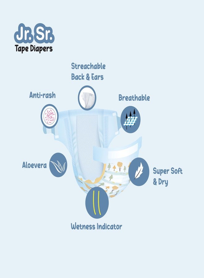 Jr. Sr. Baby Tape Style Diaper | Adjustable Fit For Babies | Medium (M) Size (6-11 kg), 56 Count | Pack of 1 | Upto 12 hr Absorption with Advanced Leak Protection | Soft & Comfy - Image 4