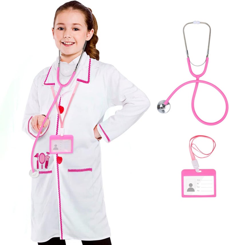 ANPHILE Kids Doctor Costume, Kids Doctor Coat Career Day Dress Up Costume for Toddler Girls Kids - Image 1