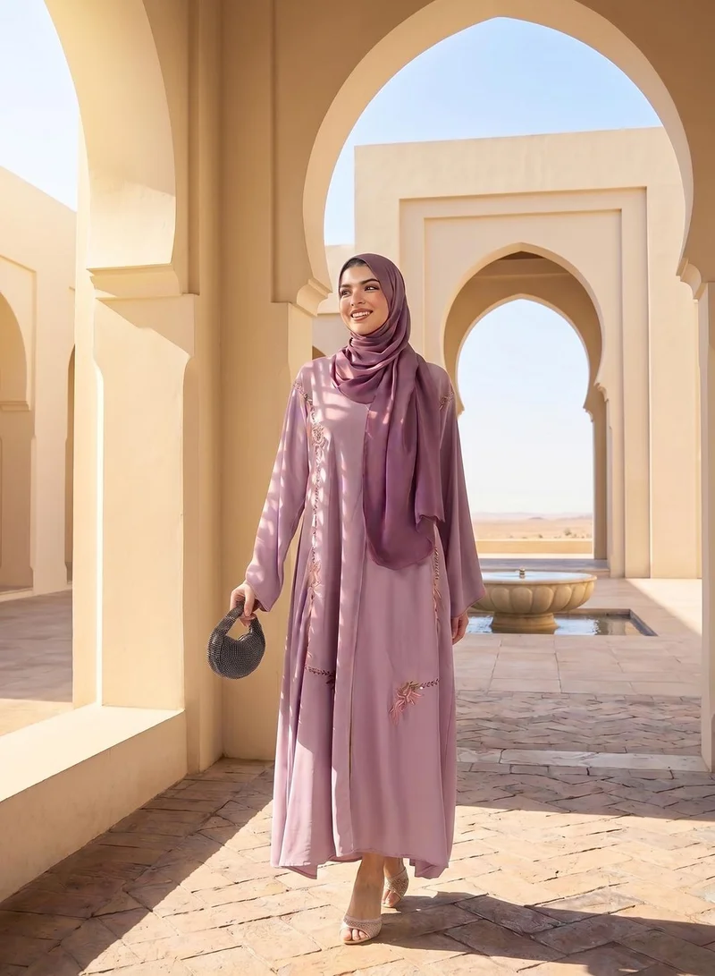 Hayas Closet  Embroidered Open Abaya With Sheila for Women | Best Price UAE