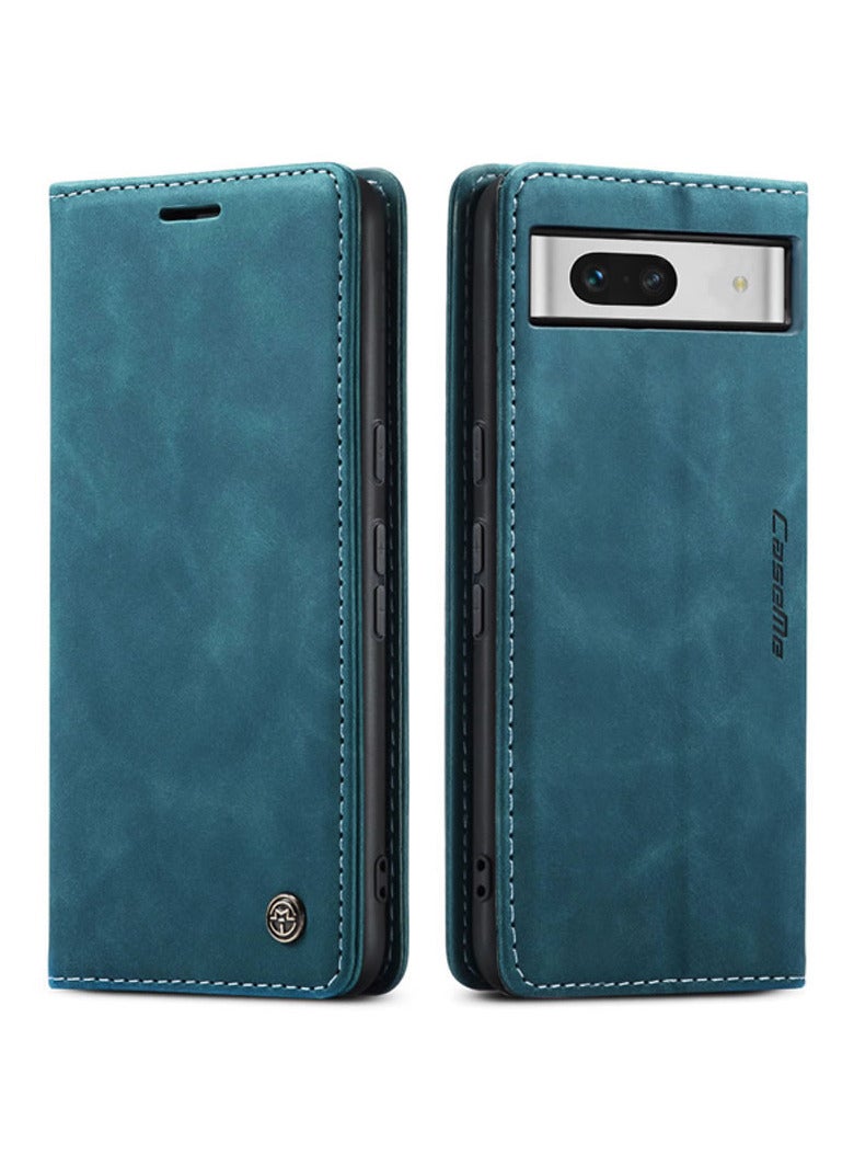 CaseMe Google Pixel 7A Case Wallet, for Google Pixel 7A Wallet Case Book Folding Flip Folio Case with Magnetic Kickstand Card Slots Protective Cover - Blue - Image 1