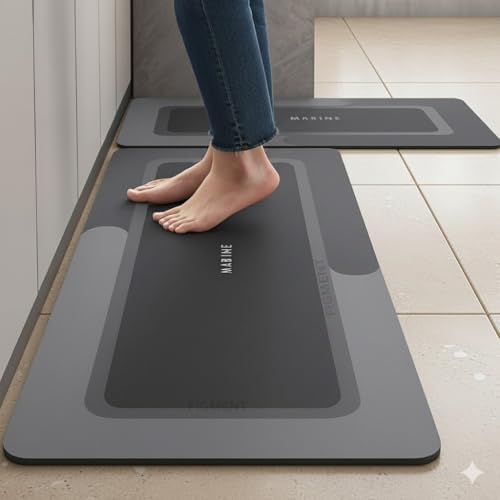 Wazdorf 2 Pcs Kitchen Mats Set – Waterproof Memory Foam Anti-Fatigue Standing Desk Floor Mat Non-Slip Comfort Runner Rug for Kitchen, Sink, Laundry & Home Office (118 * 38 cm, 58 * 38 cm) - Image 2