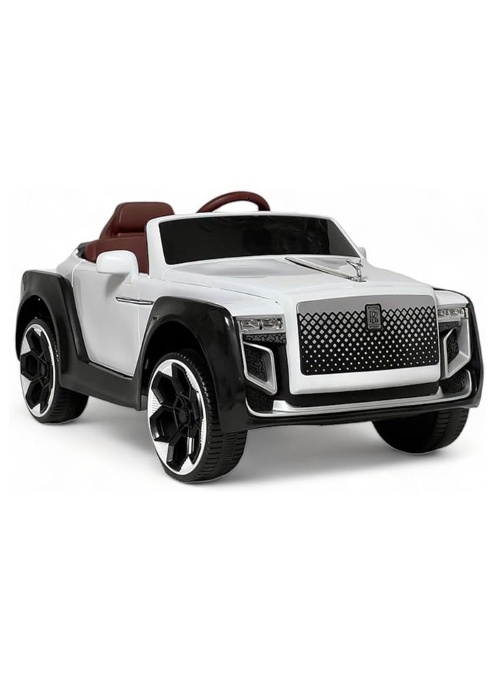 AL BADER - Electric Ride On Car Luxury Rolls Royce With 4 Motors, 12V Battery With Remote Control, Audio and Visula Effects, For Kids 3-8 Years (White). - Image 1
