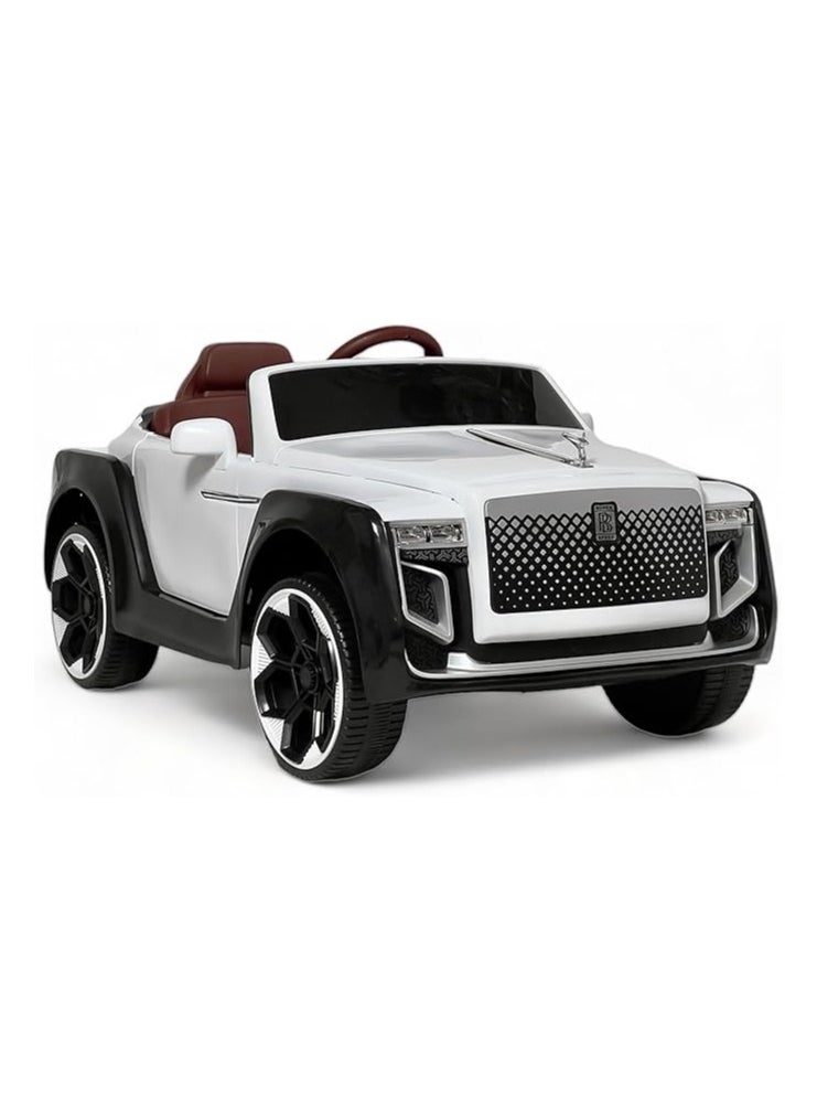 AL BADER - Electric Ride On Car Luxury Rolls Royce With 4 Motors, 12V Battery With Remote Control, Audio and Visula Effects, For Kids 3-8 Years (White). - Image 1