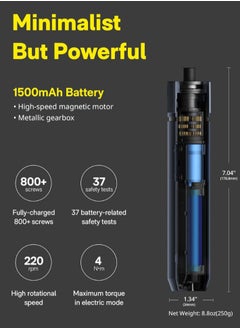 HOTO Cordless Electric Screwdriver Kit – HOTO Straight Screwdriver Set, 4N·m Torque, Adjustable 3-Stage Power, USB-C Rechargeable, LED Light, with Portable Storage Box – Blue – QWLSD011  - Image 5