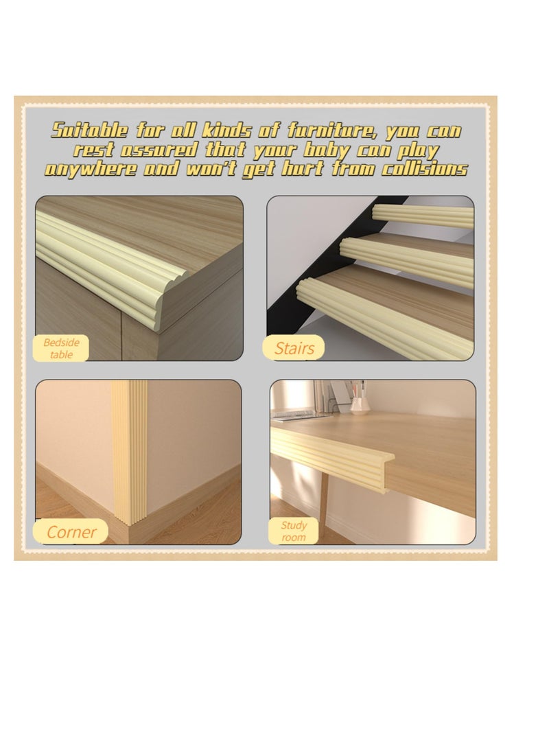 SYOSI Table Anti-Collision Angle and Edge Protector, 2 Pack Baby Anti-Collision Edge Protector, Bed Ladder Pads Anti-Collision Strip, Thickened and Widened Anti-Collision Protection Strip, Beige - Image 2
