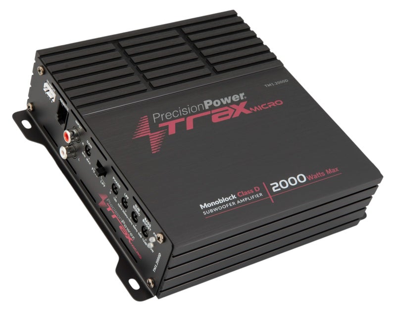 Precision Power Trax Micro Monoblock Class D Car Stereo Amplifier TM12000D 2000W Single Channel Digital Subwoofer Amp with Wired Bass Control HighLevel Inputs for Powerful Audio
