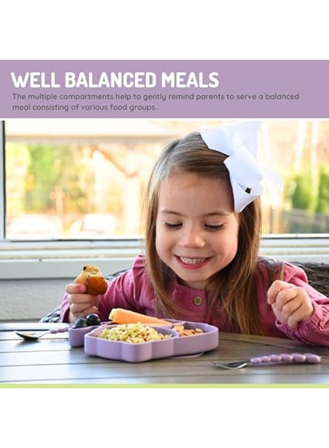 ميلي طبق مقسم من السيليكون بتصميم يلتصق بالشفط - مصنوع من 100% سيليكون للرضع والأطفال الصغار - خالي من مادة بيسفينول أ، آمن للاستخدام في غسالة الأطباق والميكروويف (شكل قطة) - Image 5