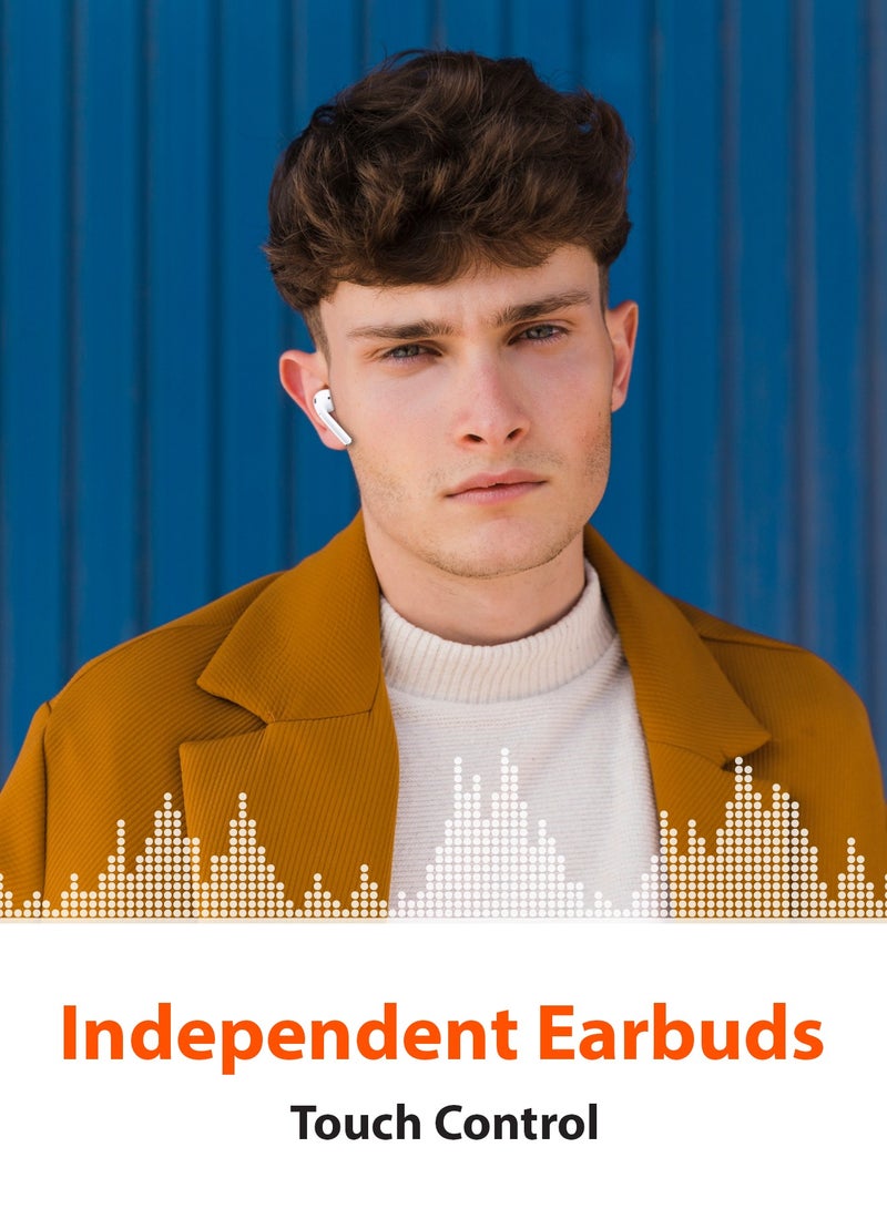 porodo Deep Bass Earbuds 2 / 20H Total Working Time / Wireless Charging / Independent Earbuds / Touch Control / Connectivity with Bluetooth 5.0 / One-Step Pairing - White - Image 5