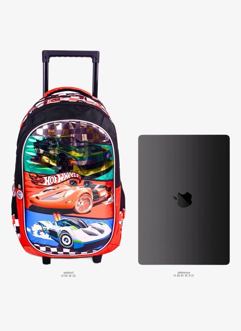 Trucare MATTEL Hot Wheels Racing Team Rolling School Backpack 18-Inch for Boys, School Bag