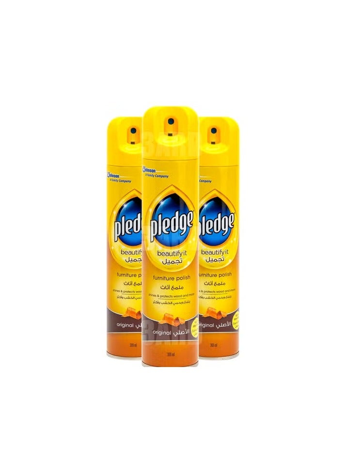 Pledge Furniture Polish Original 3 Pack 900 ML Multi Scents