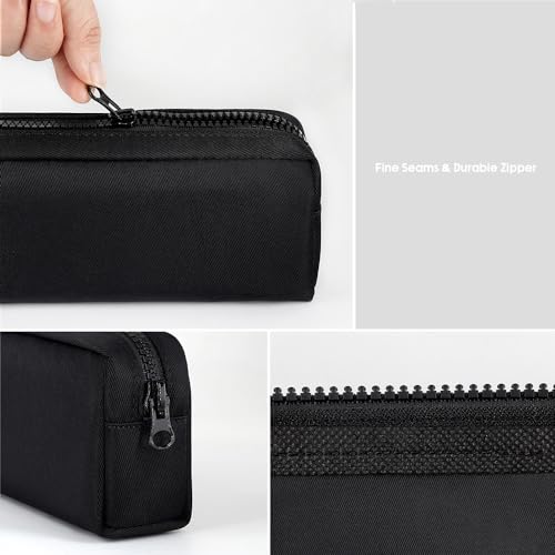 DOBMIT Big Capacity Pencil Case, Pure Color Pen Pouch with Zipper Stationary Storage Bag for Adult Officers, Black - Image 5