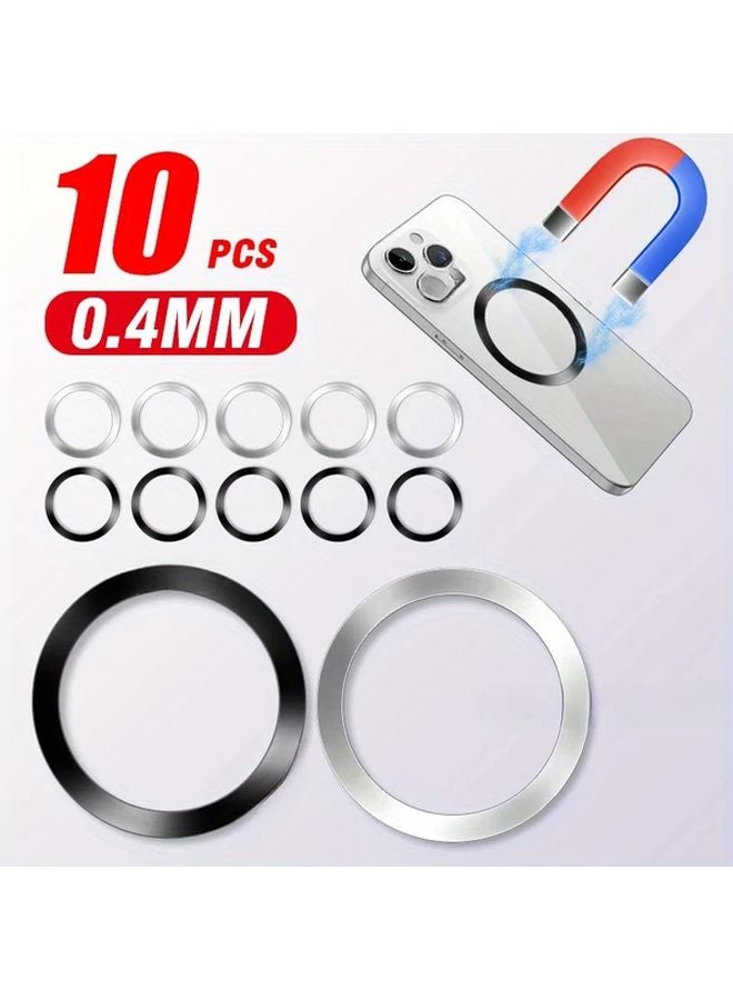 Black 6 Pack Self Adhesive Metal Ring Stickers For Apple iPhone Cases Magnetic Wireless Charging Ring Compatible With iPhone 15 - Image 1