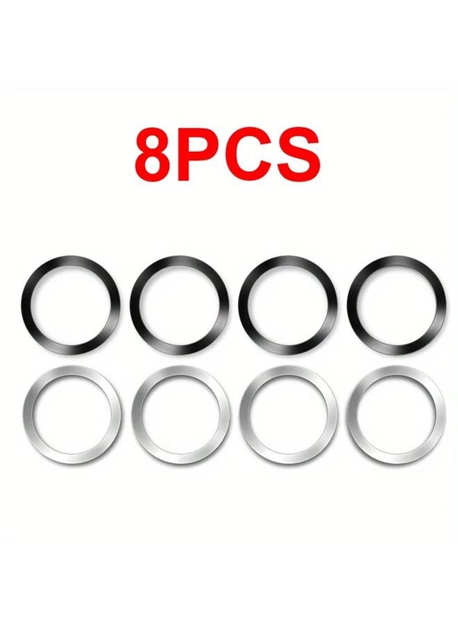 Black 6 Pack Self Adhesive Metal Ring Stickers For Apple iPhone Cases Magnetic Wireless Charging Ring Compatible With iPhone 15 - Image 2