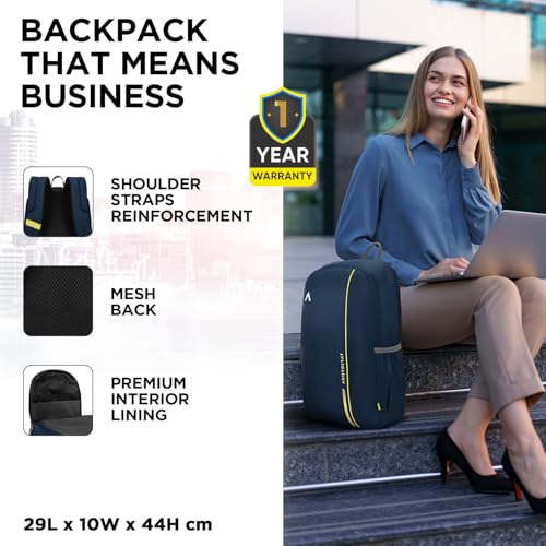 Aristocrat Nova 15L Laptop Backpack for Men & Women with Bottle Pocket | Padded Shoulder Straps, Multi Compartments | Travel & College Bag | Dark Blue - Image 5