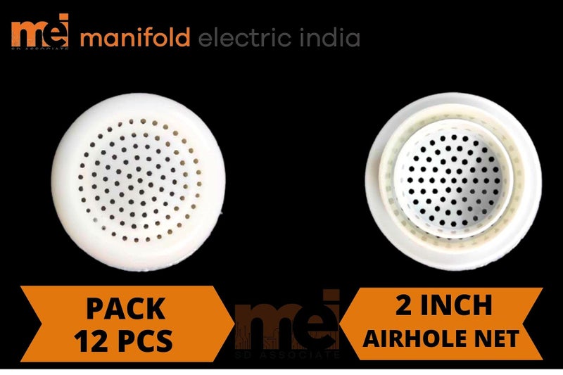 Mei Manifold Electric India Wall Air Hole Closer Mosquito Net Dust Controller Round 2 Inch (5.7 cm) (White-12 Pcs) - Image 2