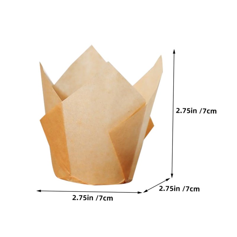 Natural Color Tulip Paper Cupcake Liners 50 Pack Grease Resistant Muffin Baking Wrappers - Image 3