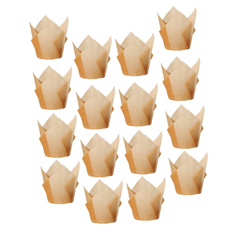 Natural Color Tulip Paper Cupcake Liners 50 Pack Grease Resistant Muffin Baking Wrappers - Image 2