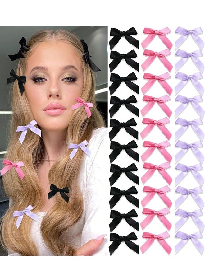 30 pieces mini bow hair accessory set, small crocodile bow headband hair clip suitable for teenagers, cute black bow hair clip suitable for thick and thin hair, ladies and girls - Image 1