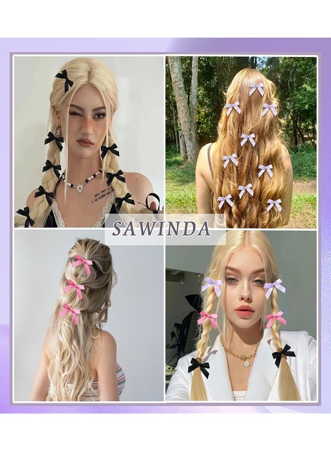 30 pieces mini bow hair accessory set, small crocodile bow headband hair clip suitable for teenagers, cute black bow hair clip suitable for thick and thin hair, ladies and girls - Image 5
