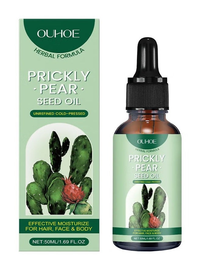 OUHOE Prickly Pear Seed Oil, Organic Prickly Pear Oil, Cactus Facial Essence, Prickly Pear Seed Oil Skin Moisturizer, for Skin, Face, Hair 50ml - Image 1