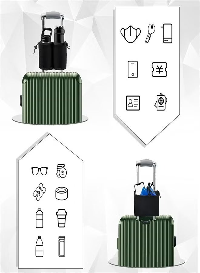 حامل أكواب الأمتعة، حامل أكواب السفر للأمتعة، حامل مشروبات الأمتعة، تجميع كوبين من القهوة لحقيبة السفر ذات العجلات، حقيبة سفر صغيرة، حقيبة أكواب - Image 3