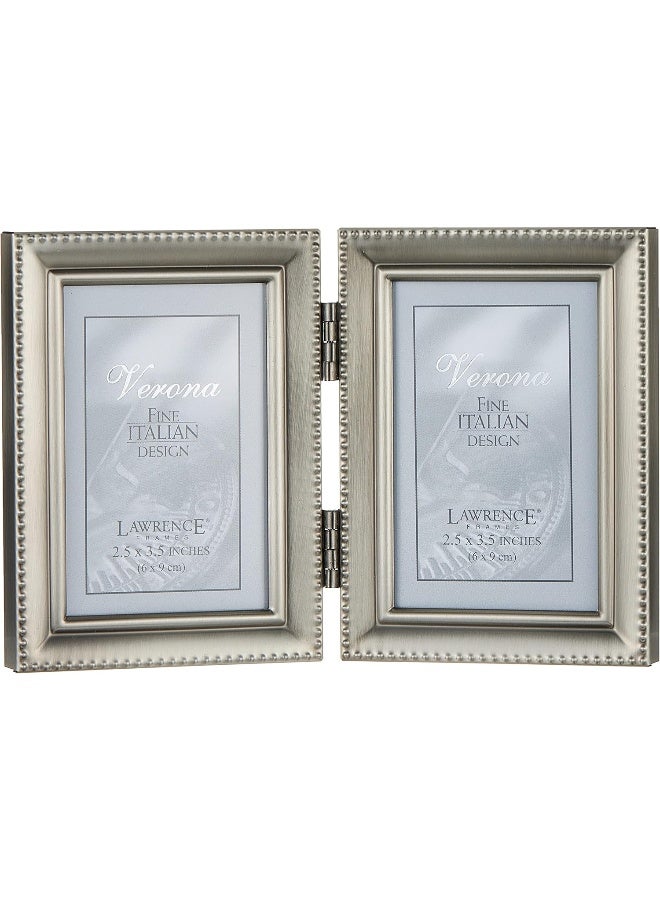 Lawrence Frames Bead Border Design, 2.5x3.5 Double, Pewter - Image 1