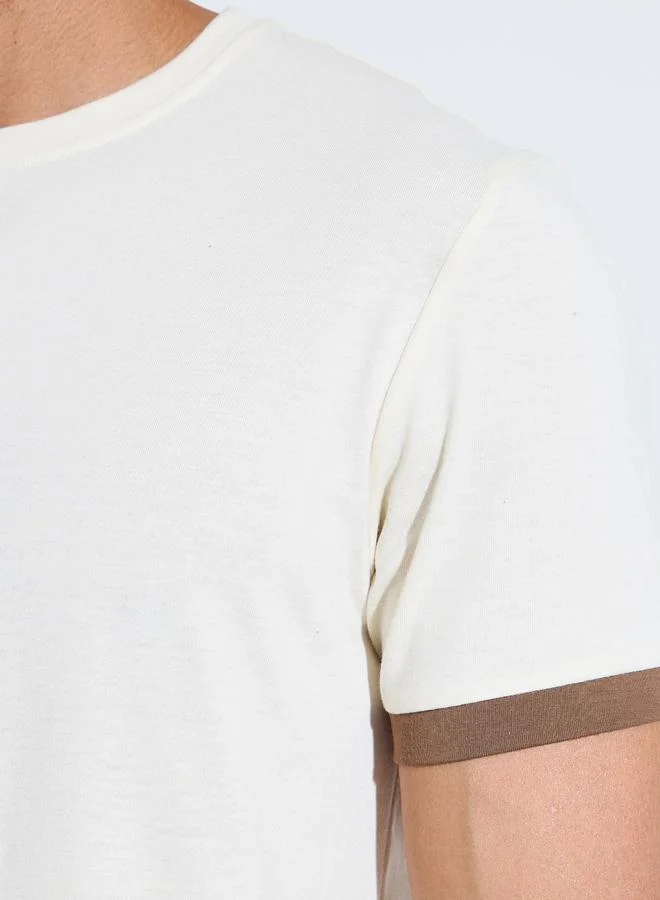 Styli  Brown Short Sleeves T-Shirt and Pants Relaxed Fit Pyjama Set for Men | Best Price UAE