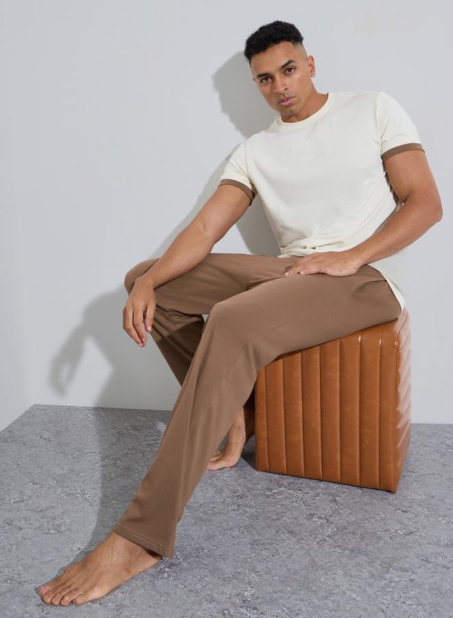 Styli Brown Short Sleeves T-Shirt and Pants Relaxed Fit Pyjama Set - Image 2