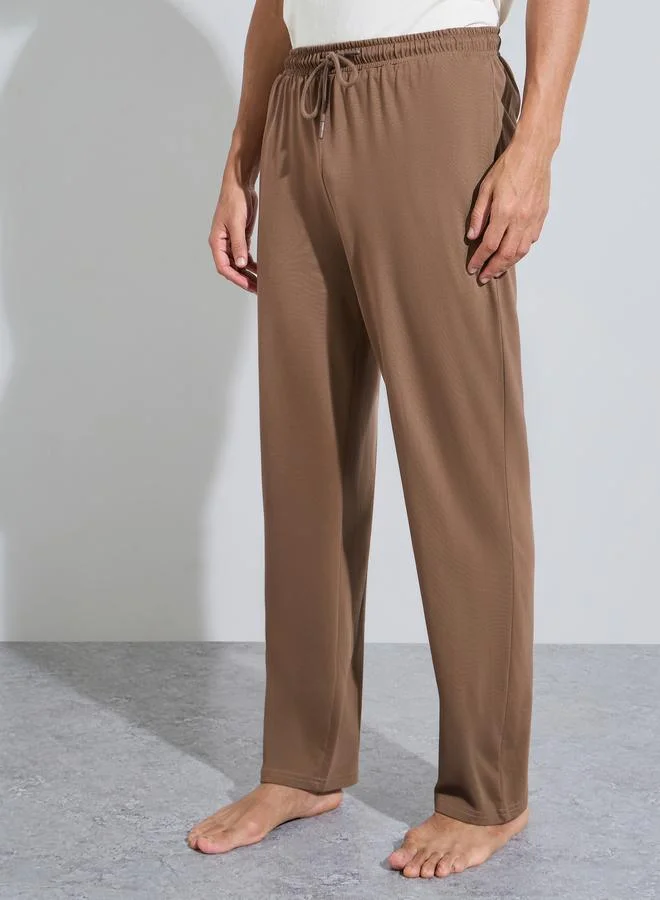 Styli  Brown Short Sleeves T-Shirt and Pants Relaxed Fit Pyjama Set for Men | Best Price UAE