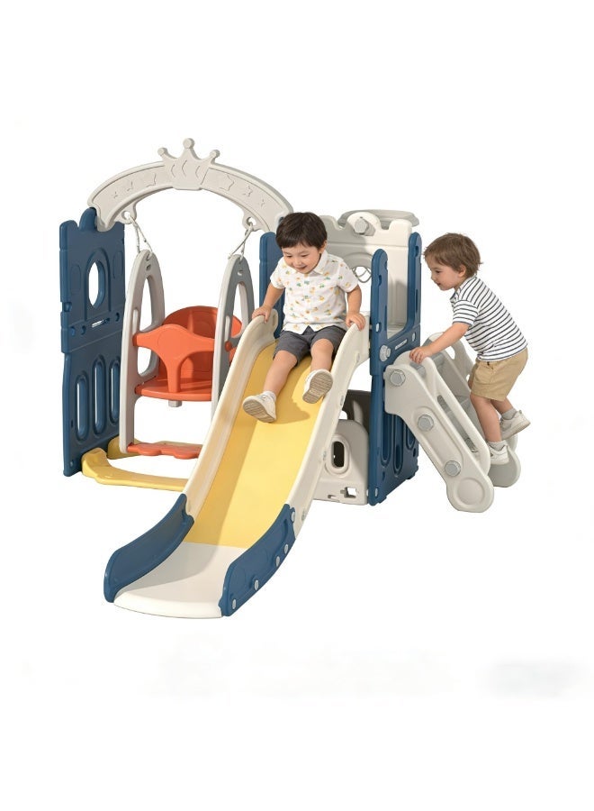 Indoor Home Toddler Plastic Baby Slide and Swing Set and Basketball Hoop - Image 1