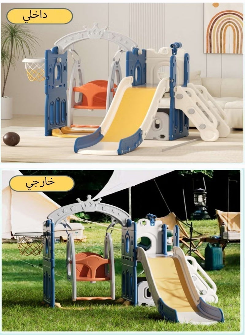 Indoor Home Toddler Plastic Baby Slide and Swing Set and Basketball Hoop - Image 3