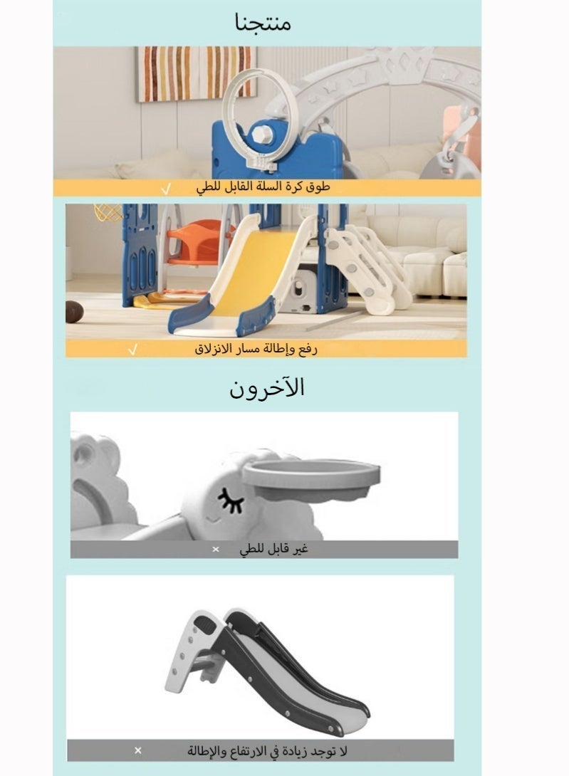 Indoor Home Toddler Plastic Baby Slide and Swing Set and Basketball Hoop - Image 5