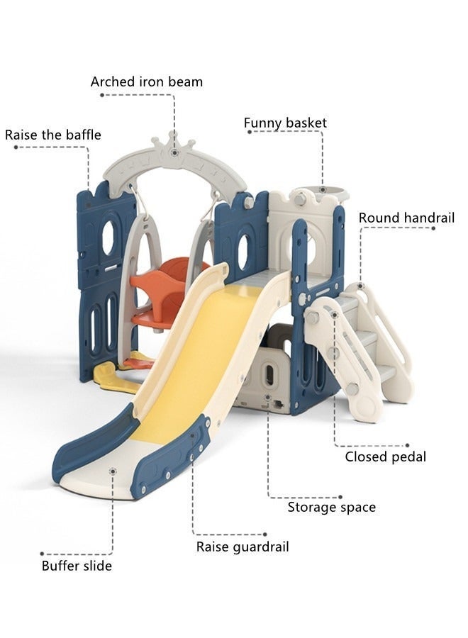 Indoor Home Toddler Plastic Baby Slide and Swing Set and Basketball Hoop - Image 2