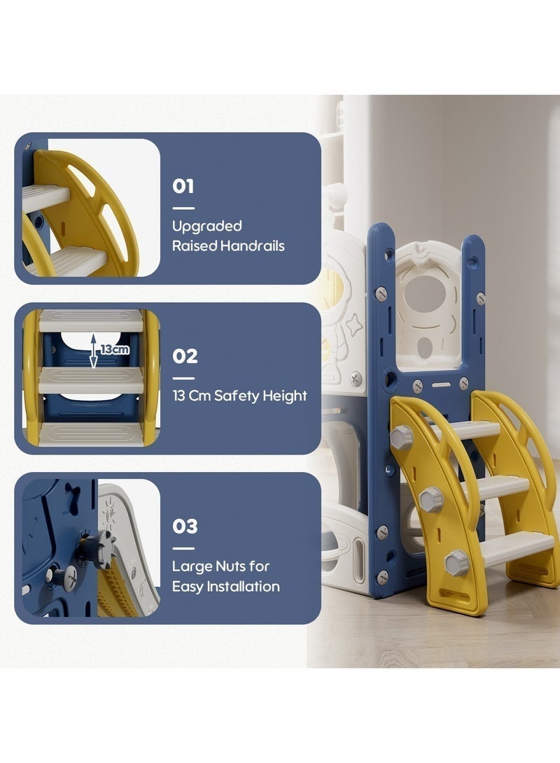 Egg 5-In-1 Kids Slide and Swing Set With Basketball Hoop and Storage, Indoor Outdoor Toddler Slide Set Climber Indoor Outdoor Playground, 138*155*114cm - Image 4
