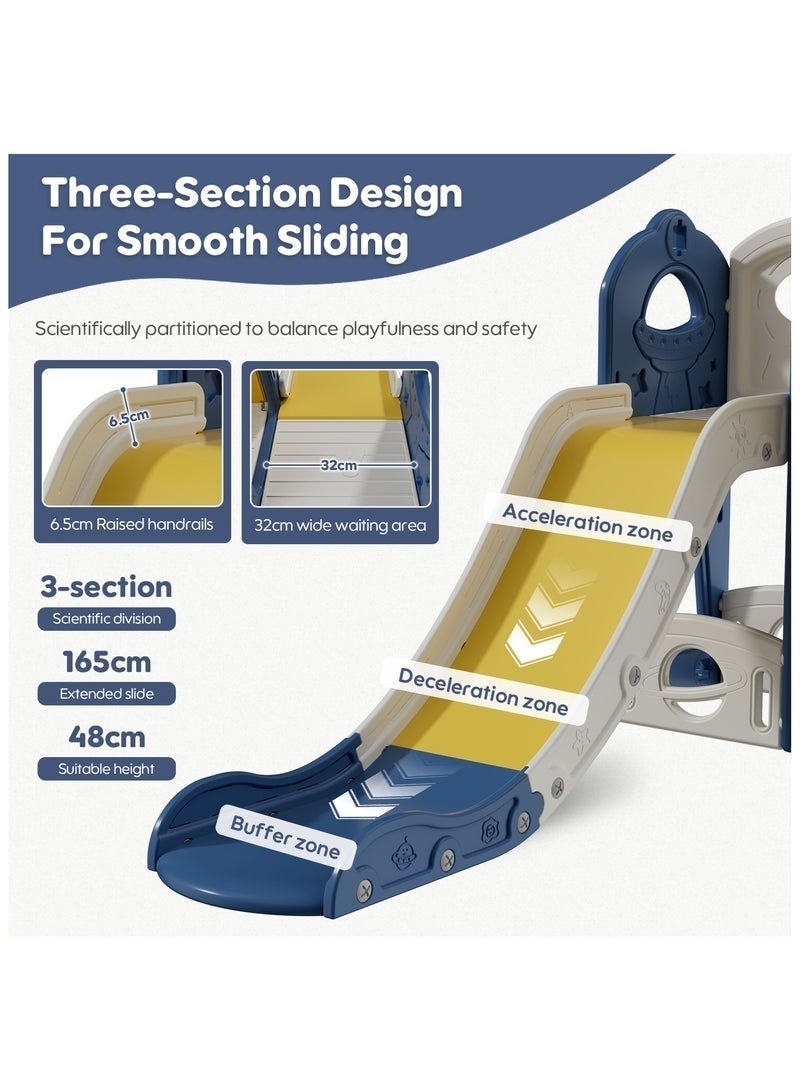 Egg 5-In-1 Kids Slide and Swing Set With Basketball Hoop and Storage, Indoor Outdoor Toddler Slide Set Climber Indoor Outdoor Playground, 138*155*114cm - Image 3