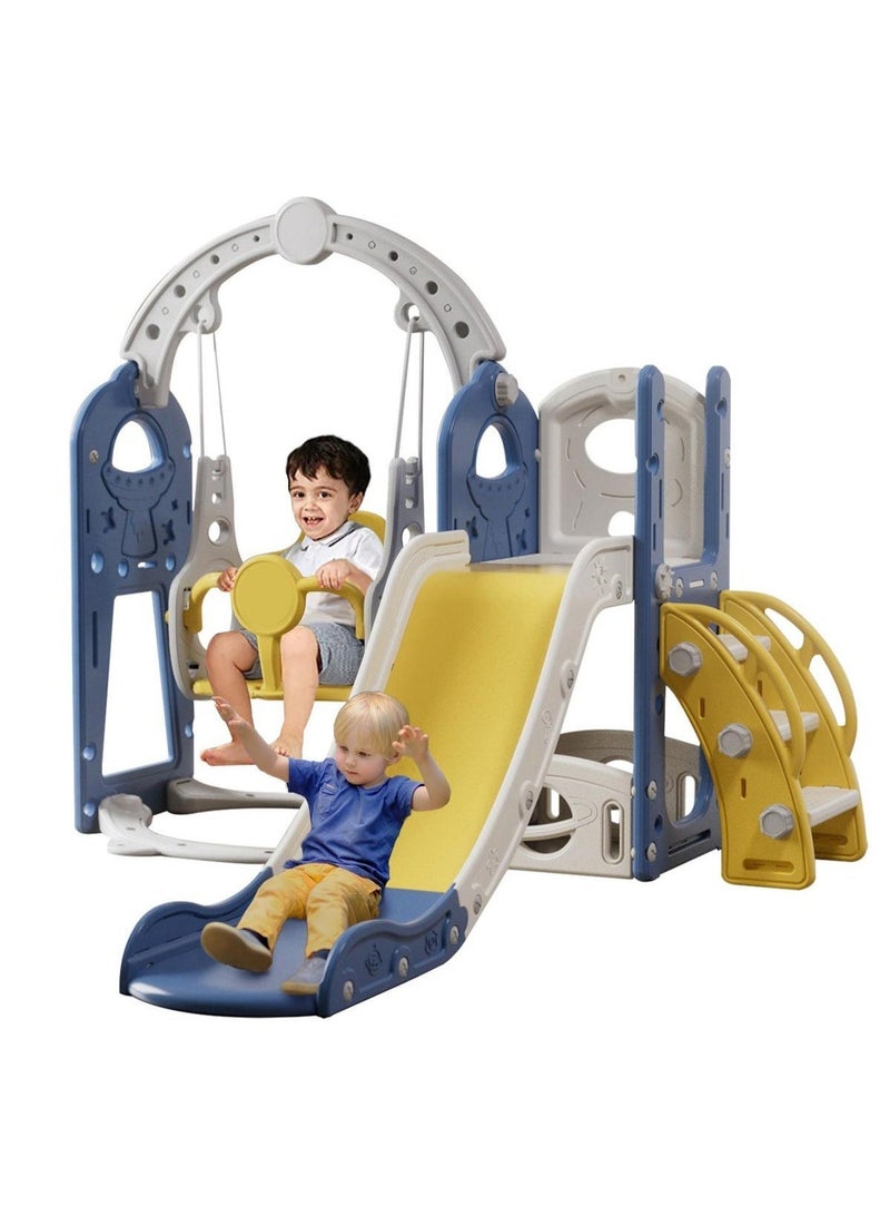 Egg 5-In-1 Kids Slide and Swing Set With Basketball Hoop and Storage, Indoor Outdoor Toddler Slide Set Climber Indoor Outdoor Playground, 138*155*114cm - Image 2