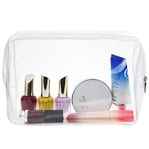 Wobe 5 Packs Clear Cosmetics Bag TSA Approved, Wobe PVC Zippered Toiletry Carry Pouch Portable Makeup Bag for Vacation Travel, Bathroom and Organizing Waterproof Makeup Vinyl Case (Large, White) - Image 4