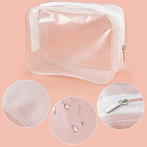Wobe 5 Packs Clear Cosmetics Bag TSA Approved, Wobe PVC Zippered Toiletry Carry Pouch Portable Makeup Bag for Vacation Travel, Bathroom and Organizing Waterproof Makeup Vinyl Case (Large, White) - Image 3
