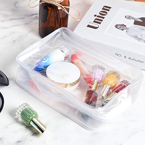 Wobe 5 Packs Clear Cosmetics Bag TSA Approved, Wobe PVC Zippered Toiletry Carry Pouch Portable Makeup Bag for Vacation Travel, Bathroom and Organizing Waterproof Makeup Vinyl Case (Large, White) - Image 5